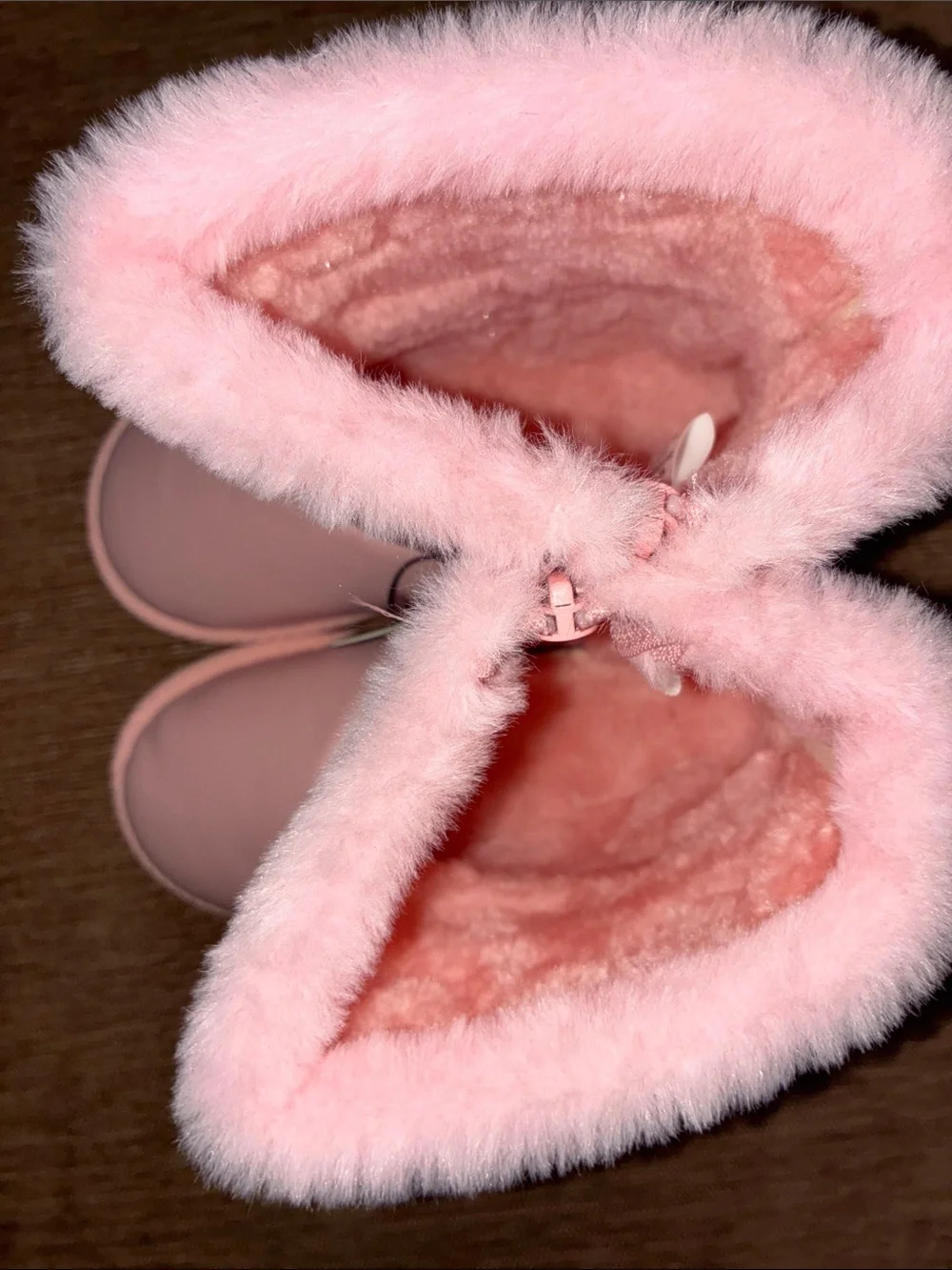 bebe Pink Faux-Fur Trim Butterfly Boots